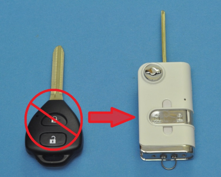 Выкидной корпус ключа зажигания Тойота. Без платы и чипа, 2 кнопки. 