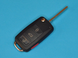 Выкидной ключ зажигания Фольксваген Туарег, Фаэтон / Volkswagen Touareg, Phaeton 2002-2010 г.в.. 3+1 кнопки. Номер ключа: 3D0959753P / 3D0959753AD. Чип ID 46. Частота 433 Mhz.