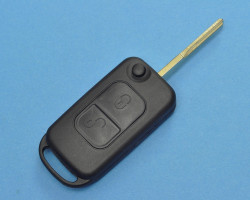 Корпус выкидного ключа зажигания Мерседес (Mercedes), две кнопки. Без чипа и платы.