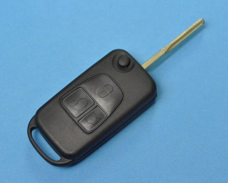 Корпус выкидного ключа зажигания Мерседес (Mercedes), три кнопки. Без чипа и платы.
