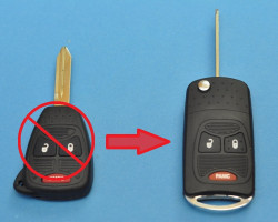 Корпус выкидного ключа зажигания Крайслер, 2+1 кнопок. Без чипа и платы. 