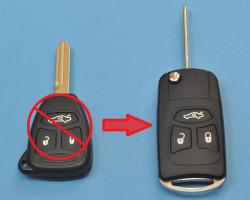 Корпус выкидного ключа зажигания Крайслер, 3 кнопки, без чипа и платы. 