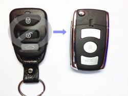 Hyundai 3 кнопки + паник кнопка сзади, корпус выкидного ключа