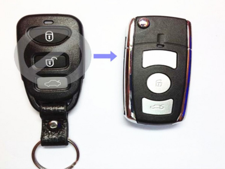 Hyundai 3 кнопки + паник кнопка сзади, корпус выкидного ключа